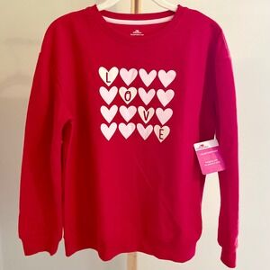 Way to Celebrate Kids Red LOVE Heart Valentine's Day Sweatshirt XXL 18 NWT